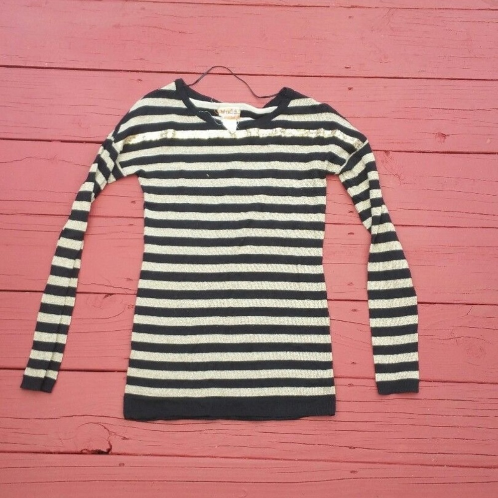 Ann-Taylor-Womens-Medium-Brown-Black-Striped-Long